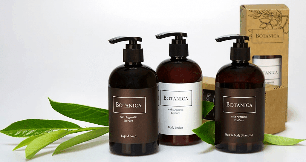 Dunkle Spenderflaschen für Shampoo und Duschgel, EcoPure