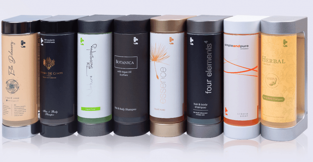 Hotelkosmetik-Flaschen in mehreren Designs – nachhaltige Verpackungen für Spender